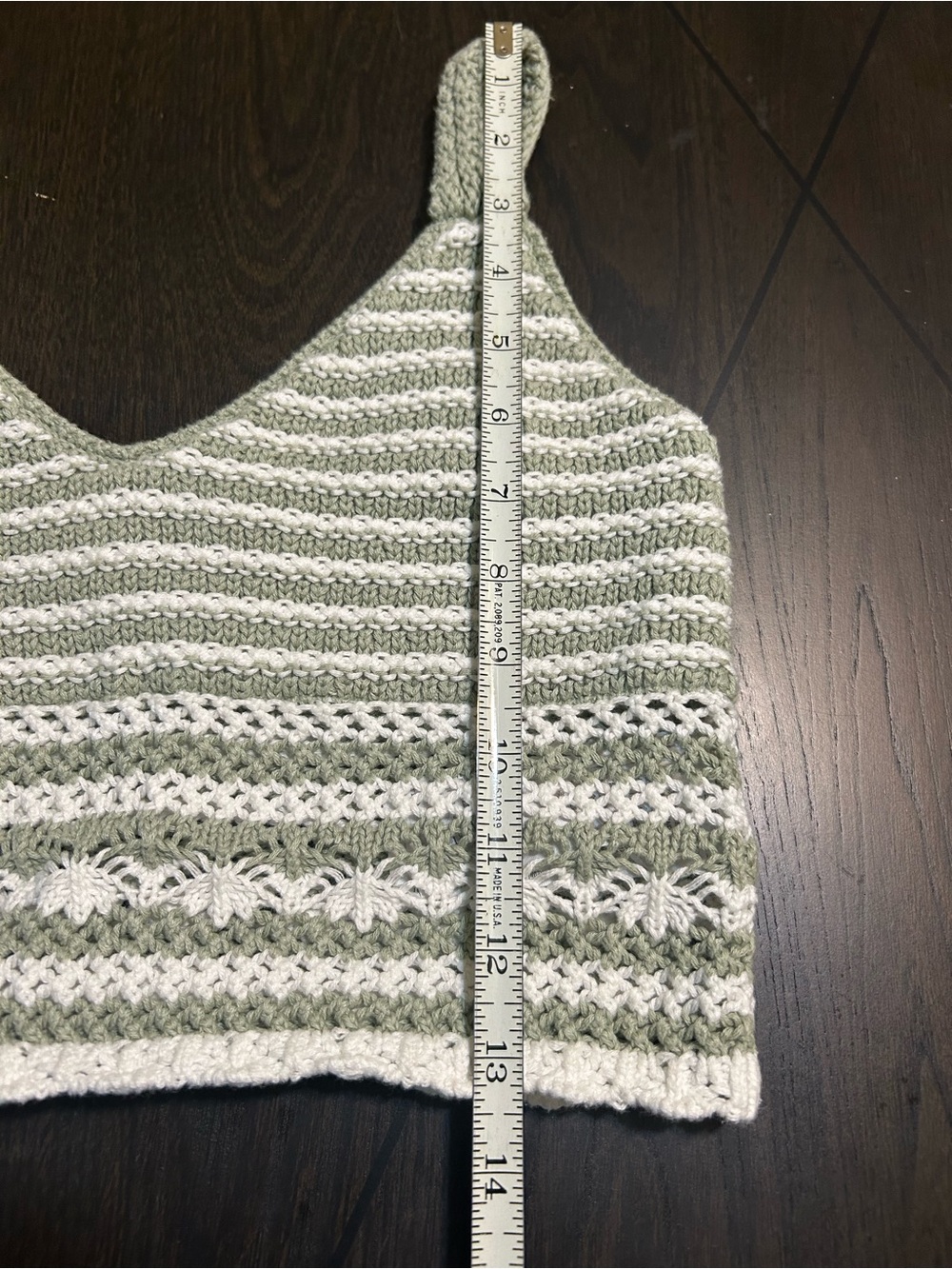 Hollister Olive Green & White Striped Crochet Crop Tank - Picture 11 of 11